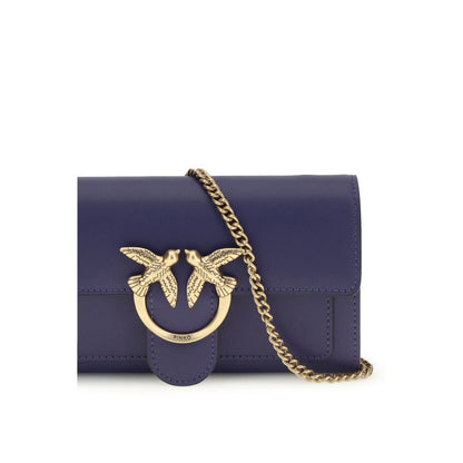 PINKO Blue Calf Leather Bos Taurus Shoulder Bag
