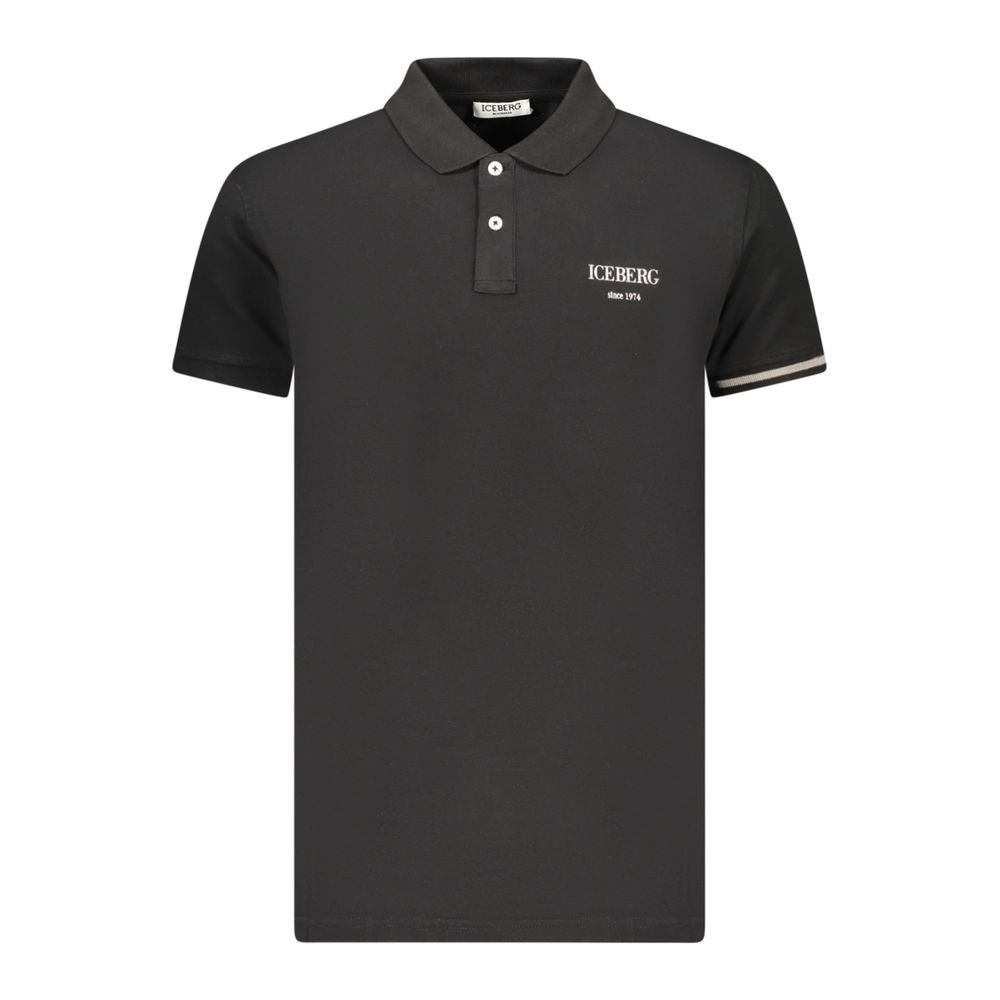 Iceberg Men's Stretch Cotton Polo Shirt - Black Print