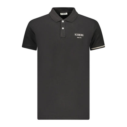Iceberg Men's Stretch Cotton Polo Shirt - Black Print