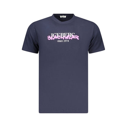 T-Shirt by Iceberg for men in stretch cotton blue & print showcases a chic silhouette, artfully detailed with a chic crew neckline and for a chic finish.
