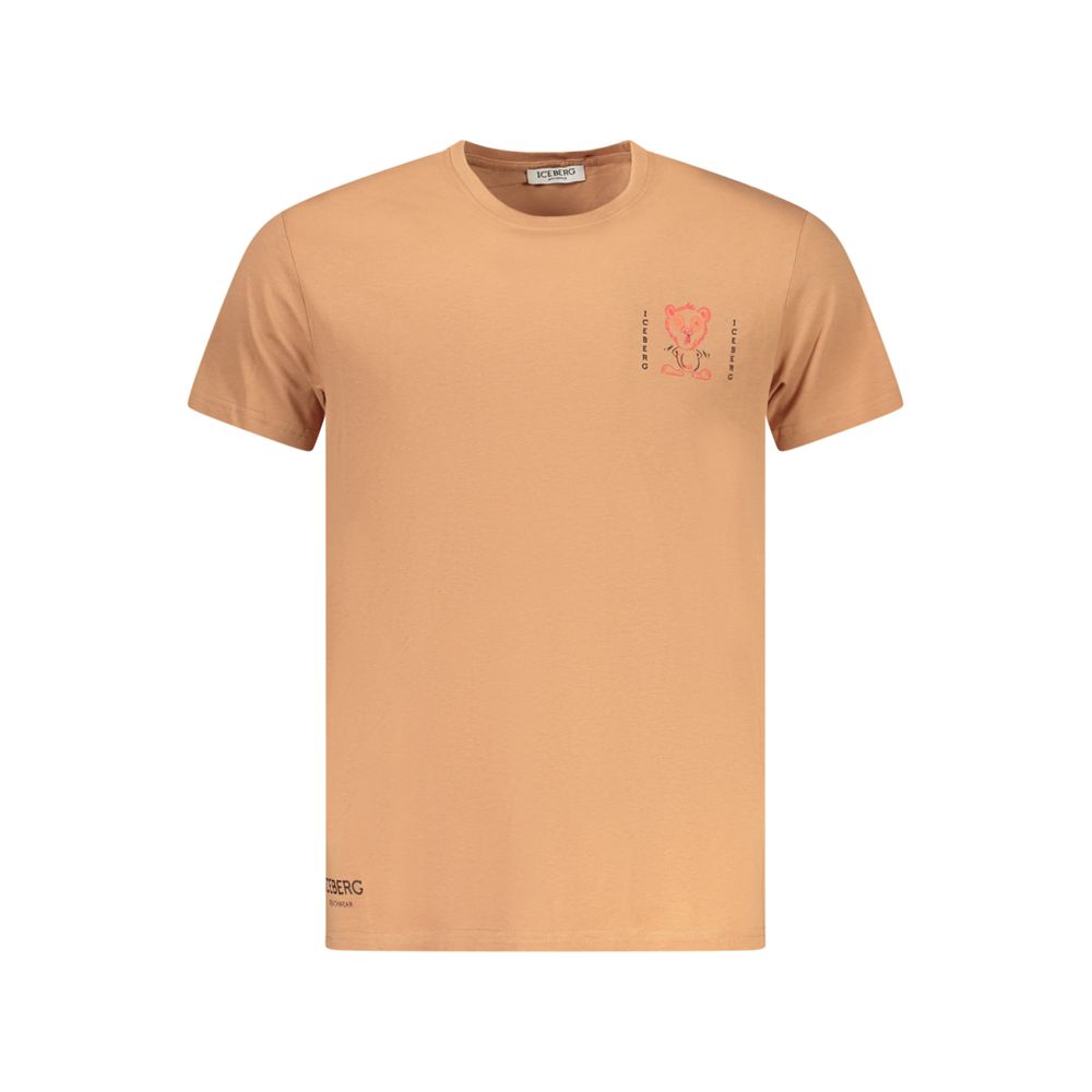 T-Shirt by Iceberg for men in cotton brown & print showcases a dramatic silhouette, elegantly detailed with a dramatic crew neckline and for a truly dramatic finish.