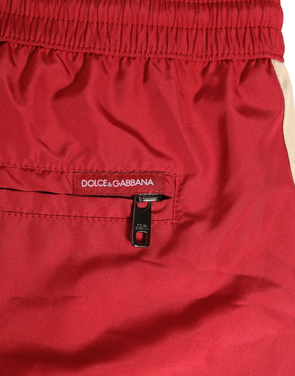 Dolce & Gabbana Red Polyester Men Drawstring Shorts Swimwear