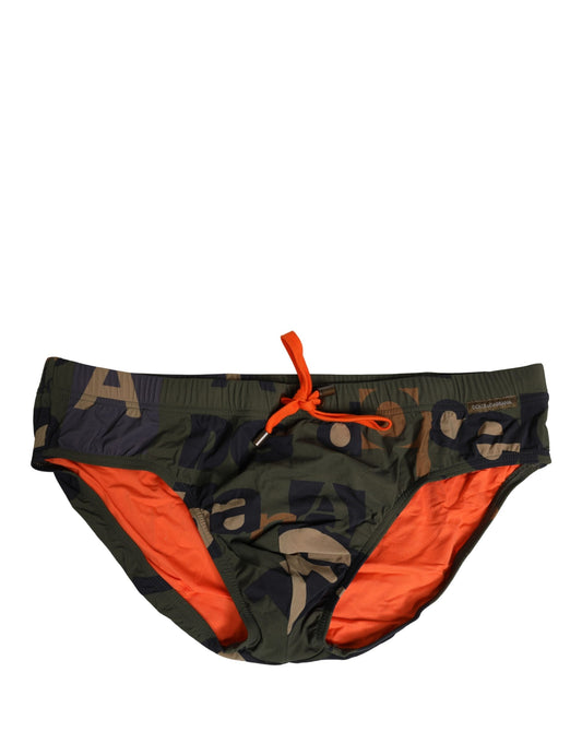 Dolce & Gabbana Multicolor Camouflage High Swim Brief Swimwear