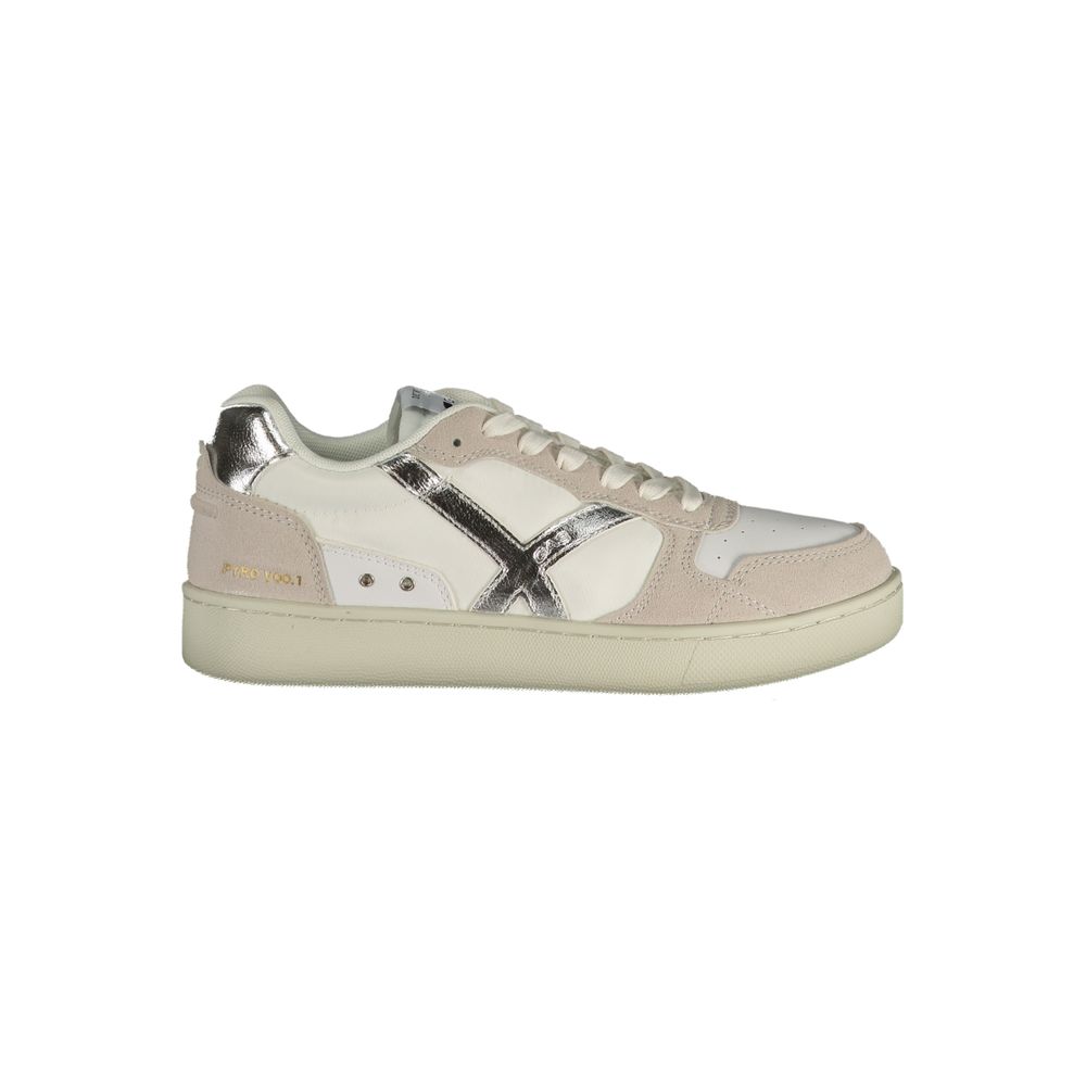 Athletic Sneakers by Gas for women in polyester & polyurethane silver & white features an stately silhouette, showcasing the signature athletic style of the Crisp Women's Athletic Polyester & Polyurethane Sneakers collection with a truly stately finish.