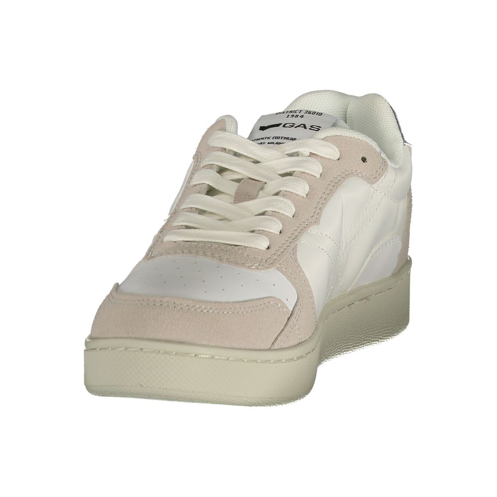 Athletic Sneakers by Gas for women in polyester & polyurethane silver & white features an architectural silhouette from the Crisp Women's Athletic Polyester & Polyurethane Sneakers collection, showcasing a architectural athletic style for a architectural look.