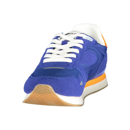 Gas Blue Polyurethane Men Sneaker