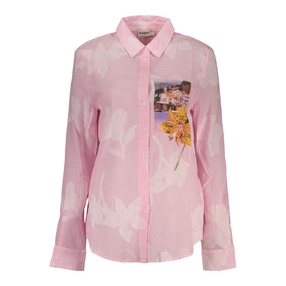 Desigual Pink Cotton Pattern Shirt