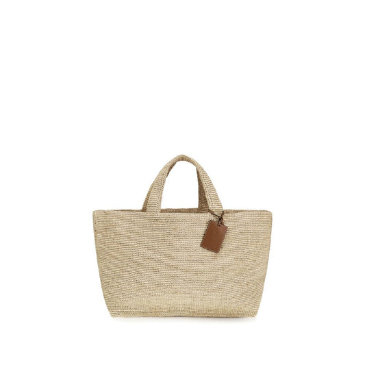 Manebi Beige Raffia Handbag