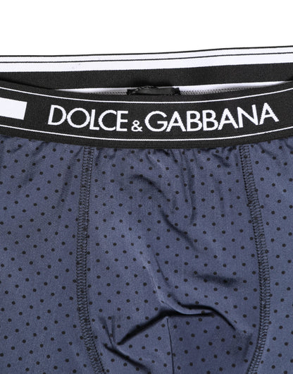 Dolce & Gabbana Dark Blue Polka Dots Men Bike Shorts Underwear