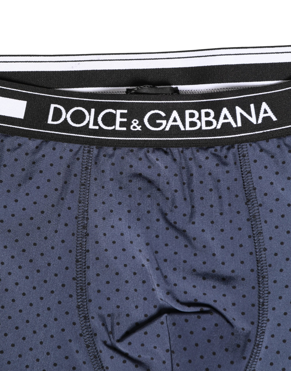 Dolce & Gabbana Men's Stretch Nylon Activewear Shorts - Dark Blue Dots