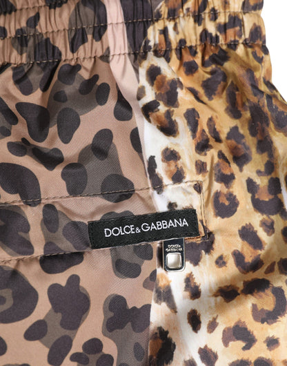 Dolce & Gabbana Multicolor Leopard Print Swim Trunks Swimwear
