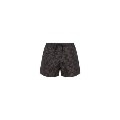 Fendi Gray Polyester Swim Shorts