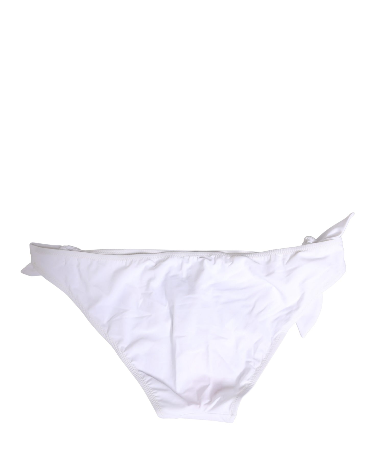 Dolce & Gabbana White Nylon DG Logo Plaque Bikini Bottom Swimwear