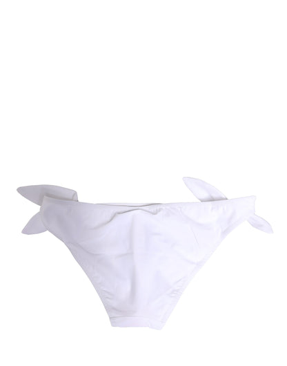 Dolce & Gabbana White Nylon DG Logo Plaque Bikini Bottom Swimwear