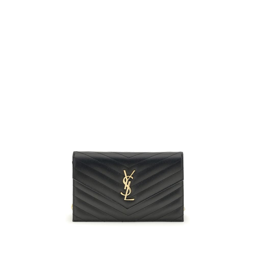 Saint Laurent Cassandre Bio-Acetate Mini Quilted Shoulder Bag - Black Gold Patterned Chevron