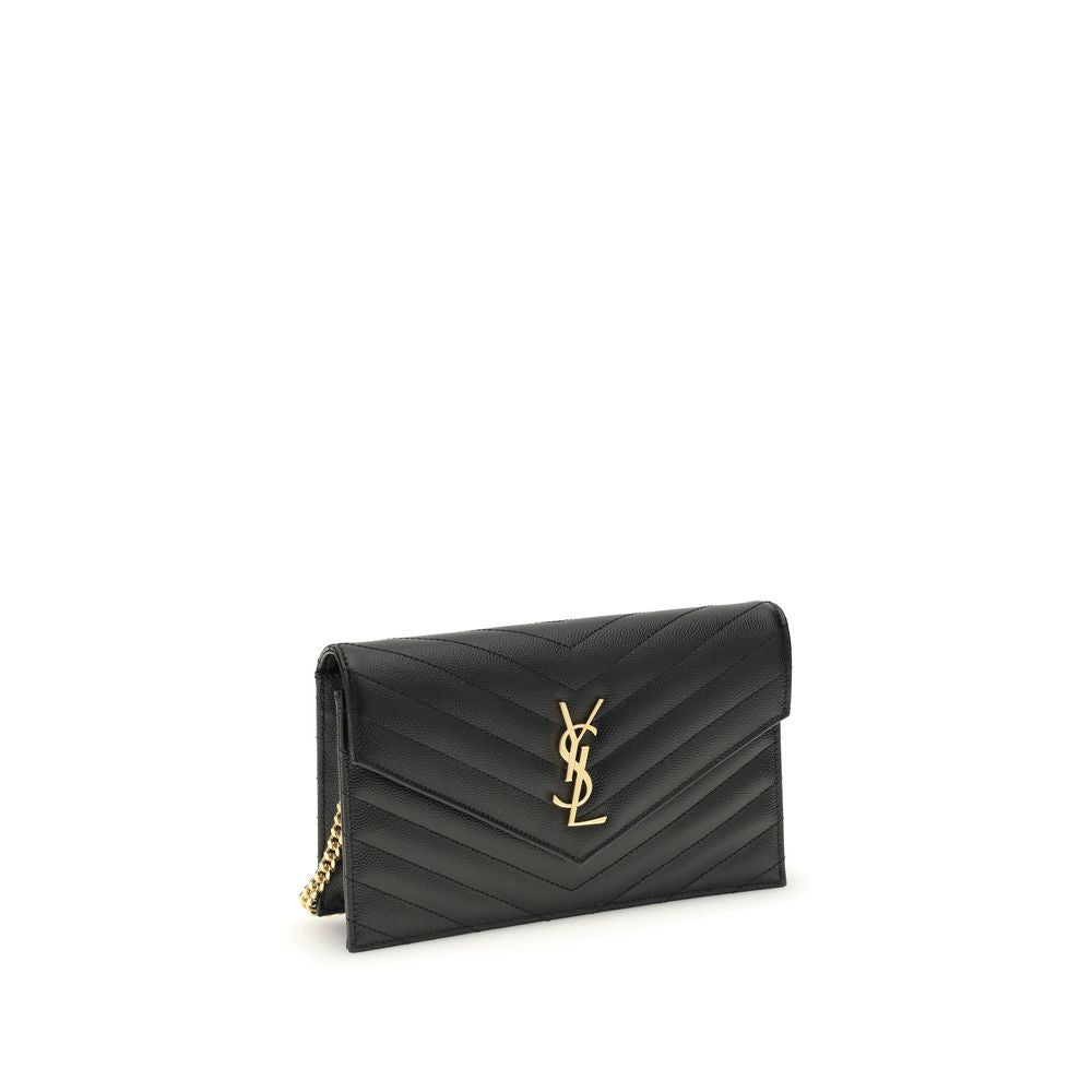 Saint Laurent Cassandre Bio-Acetate Mini Quilted Shoulder Bag - Black Gold Patterned Chevron