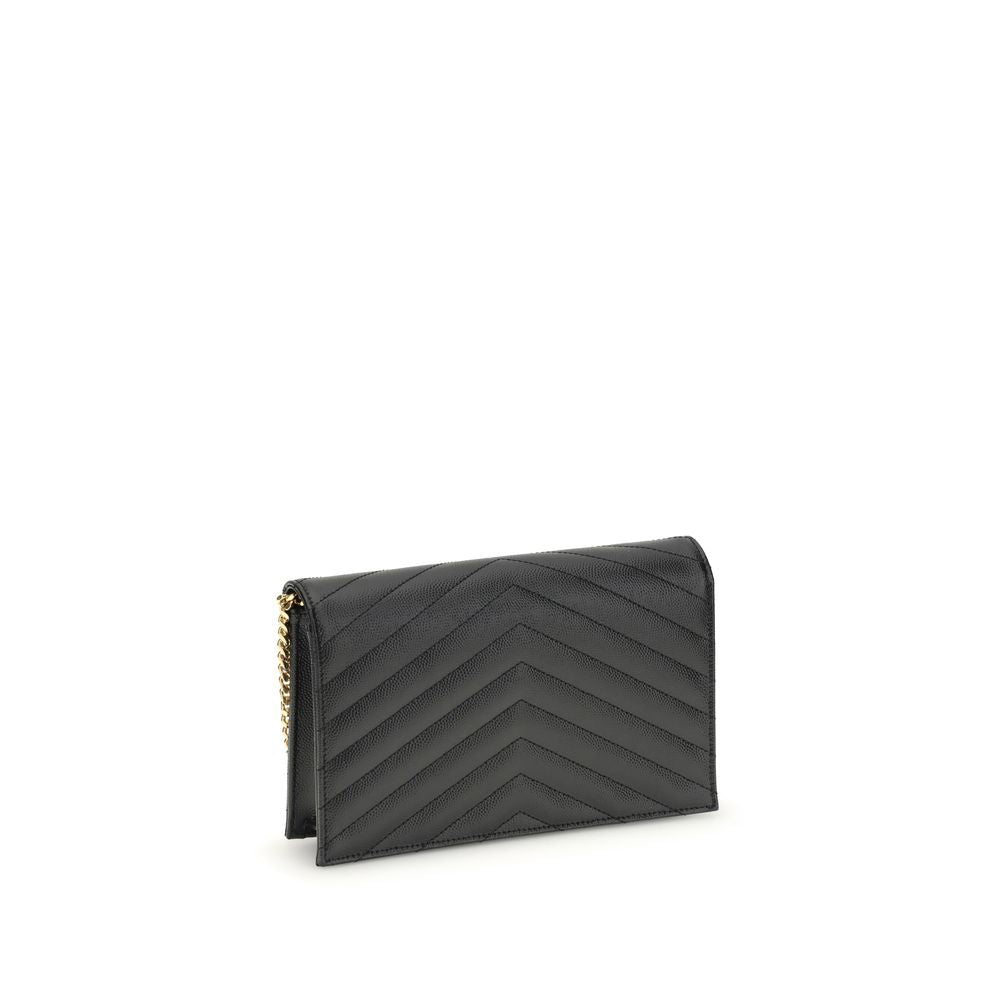 Saint Laurent Cassandre Bio-Acetate Mini Quilted Shoulder Bag - Black Gold Patterned Chevron