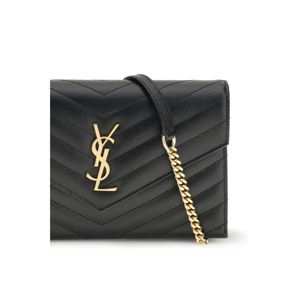 Saint Laurent Cassandre Bio-Acetate Mini Quilted Shoulder Bag - Black Gold Patterned Chevron