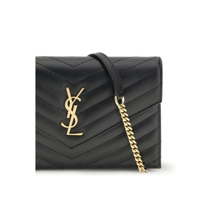 Saint Laurent Cassandre Bio-Acetate Mini Quilted Shoulder Bag - Black Gold Patterned Chevron