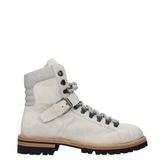 Eleventy Gray Leather Ankle Boots