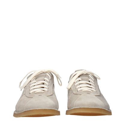 Eleventy Gray Leather Low Top Sneakers