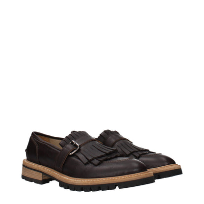 Eleventy Brown Leather Slip-On Loafers