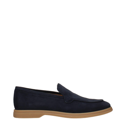 Eleventy Blue Leather Slip-On Loafers