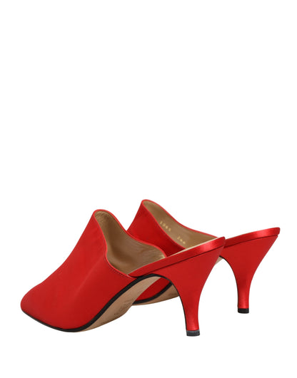 Dolce & Gabbana Women's Suede Leather Stiletto Mules Sandals - Red