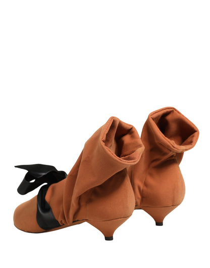 Dolce & Gabbana Women's Suede Leather Ankle Chelsea Boots - Black Brown