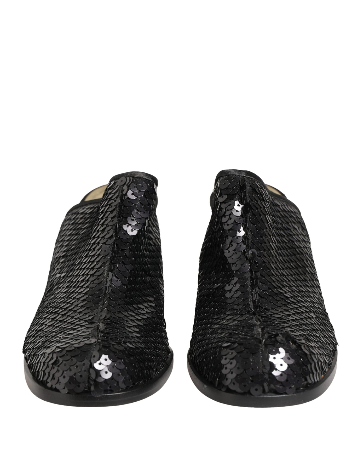Dolce & Gabbana Black Sequined Mules Shoes