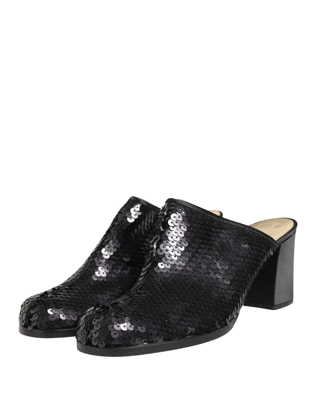 Dolce & Gabbana Women's Leather Mid-Heel Mules Sandals Pumps Heels - Black