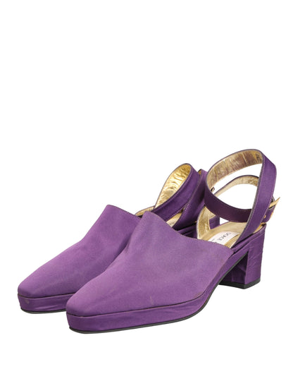 Dolce & Gabbana Purple Suede Sandals Shoes