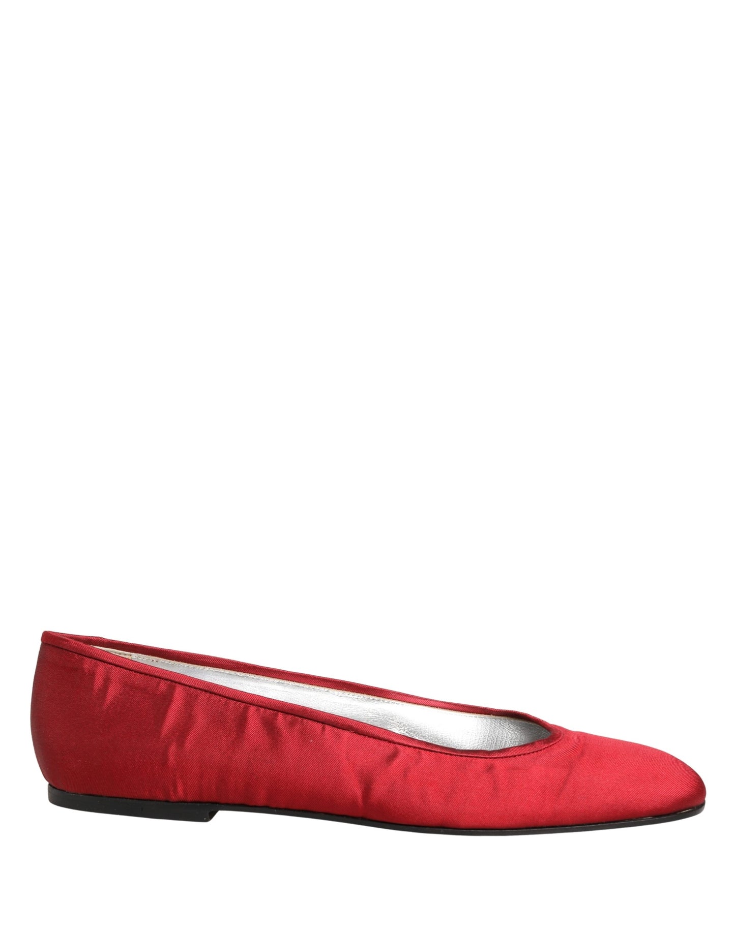 Dolce & Gabbana Red Satin Fabric Ballet Slip On Flats Shoes