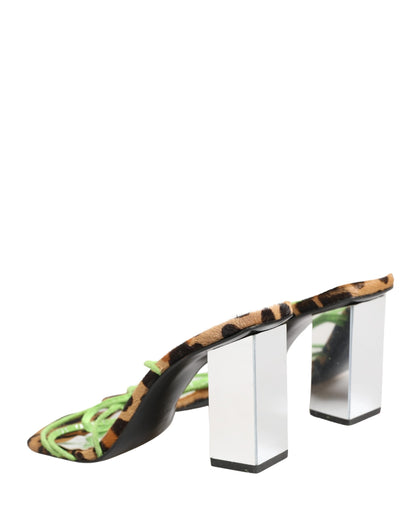 Dolce & Gabbana Multicolor Leather Block Heels Sandals Shoes