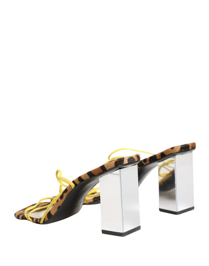 Dolce & Gabbana Multicolor Leather Block Heels Sandals Shoes