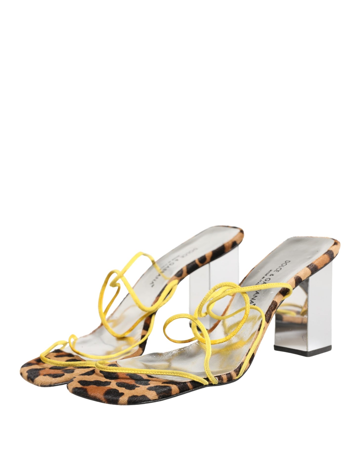 Dolce & Gabbana Multicolor Leather Block Heels Sandals Shoes