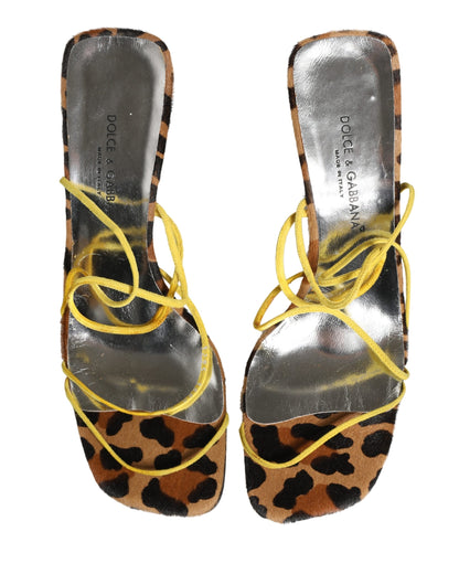 Dolce & Gabbana Multicolor Leather Block Heels Sandals Shoes