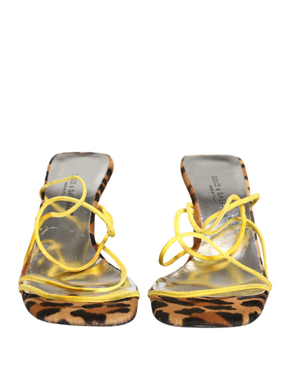 Dolce & Gabbana Multicolor Leather Block Heels Sandals Shoes