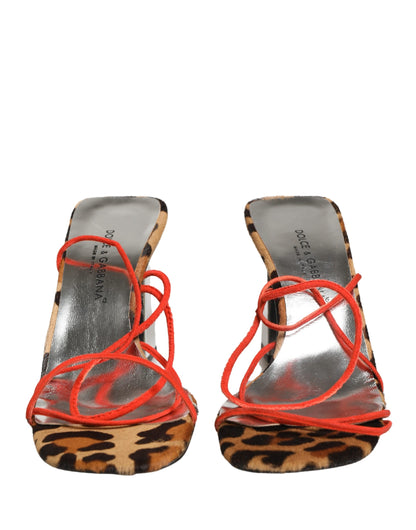 Dolce & Gabbana Multicolor Leather Block Heels Sandals Shoes