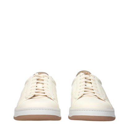 Eleventy Beige Leather Low Top Sneakers