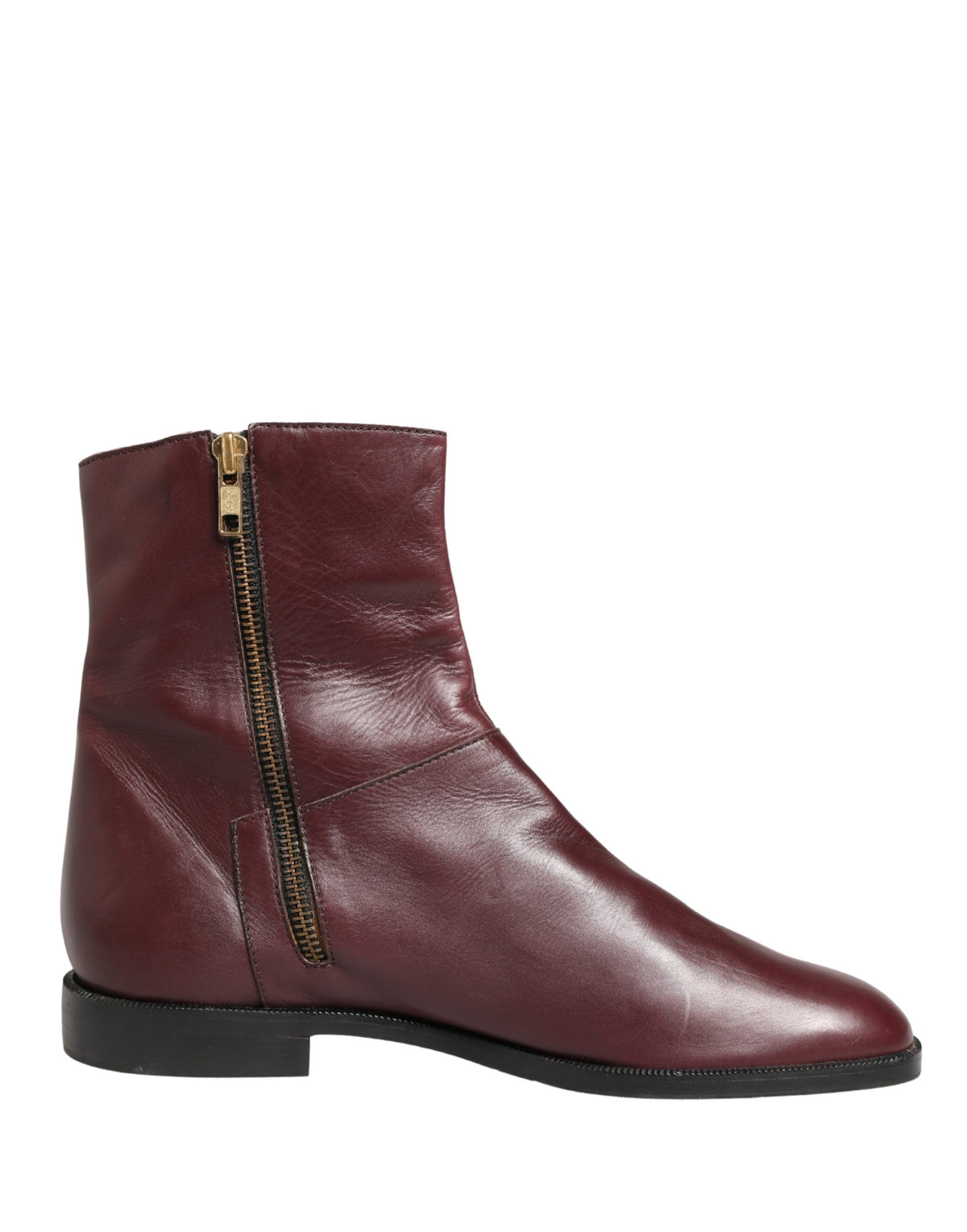 Dolce & Gabbana Women's Leather Flat Ankle Biker Boots - Maroon