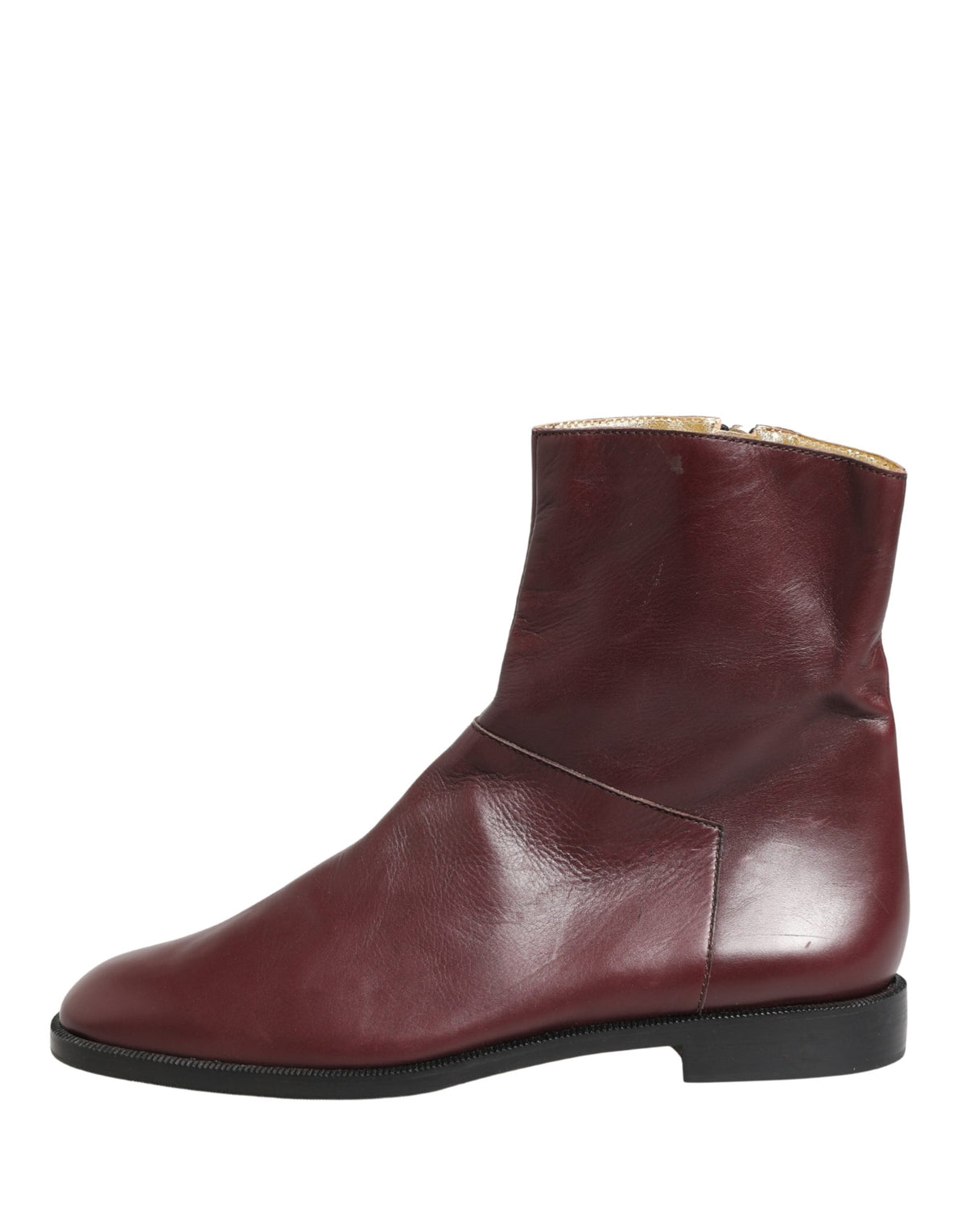 Dolce & Gabbana Women's Leather Flat Ankle Biker Boots - Maroon