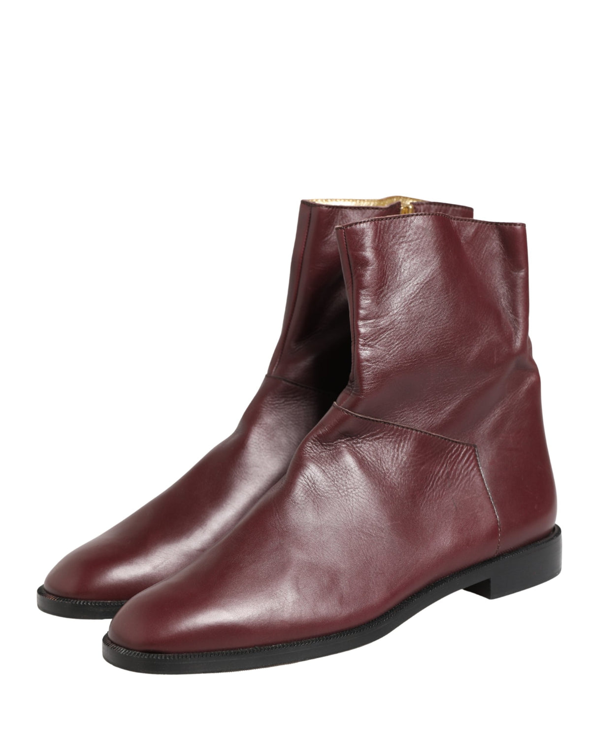 Dolce & Gabbana Women's Leather Flat Ankle Biker Boots - Maroon
