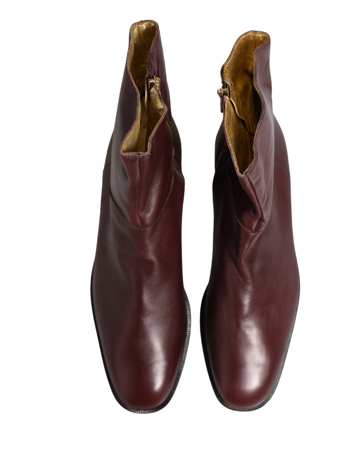 Dolce & Gabbana Women's Leather Flat Ankle Biker Boots - Maroon