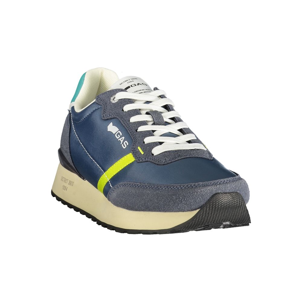 Gas Blue Polyurethane Men Sneaker