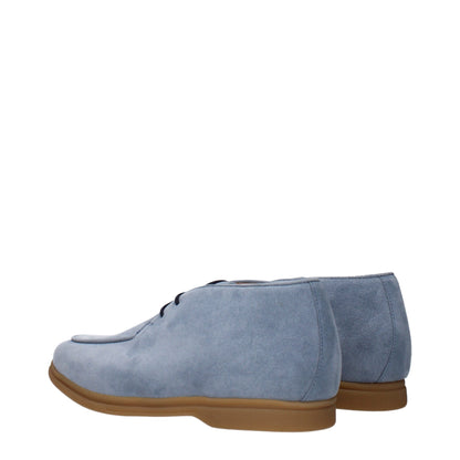 Eleventy Light Blue Leather Ankle Boots