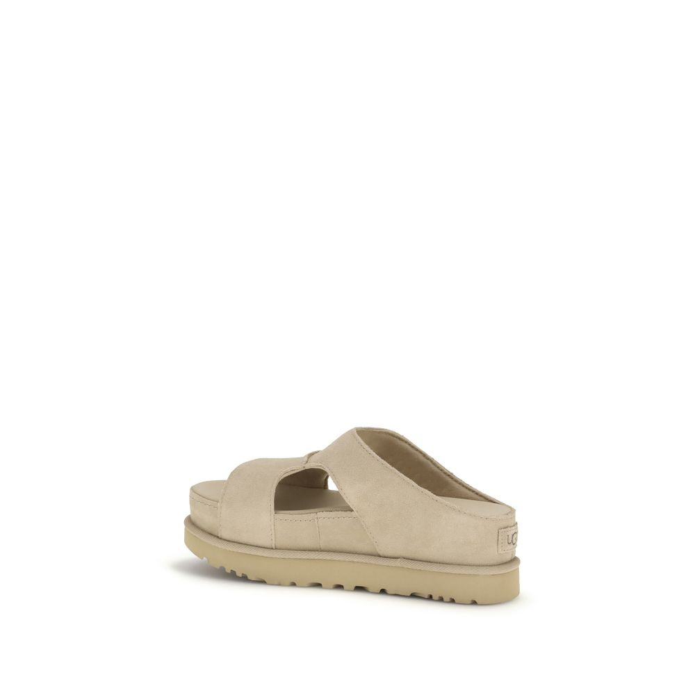 UGG Beige Calf Leather Bos Taurus Platform Sandals