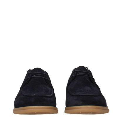 Eleventy Blue Leather Lace-Up Boots