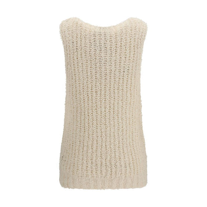 Balmain Beige Cotton Sleeveles Sweater