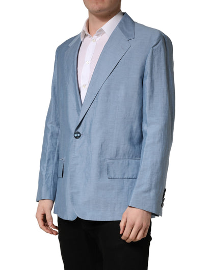 Dolce & Gabbana Men's Single Breasted Linen & Nylon Blazer - Light Blue